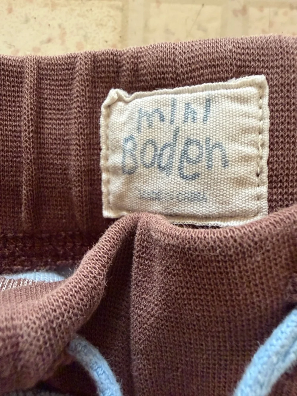 Boden Blue and Brown Striped Terry Velour Pants 4T